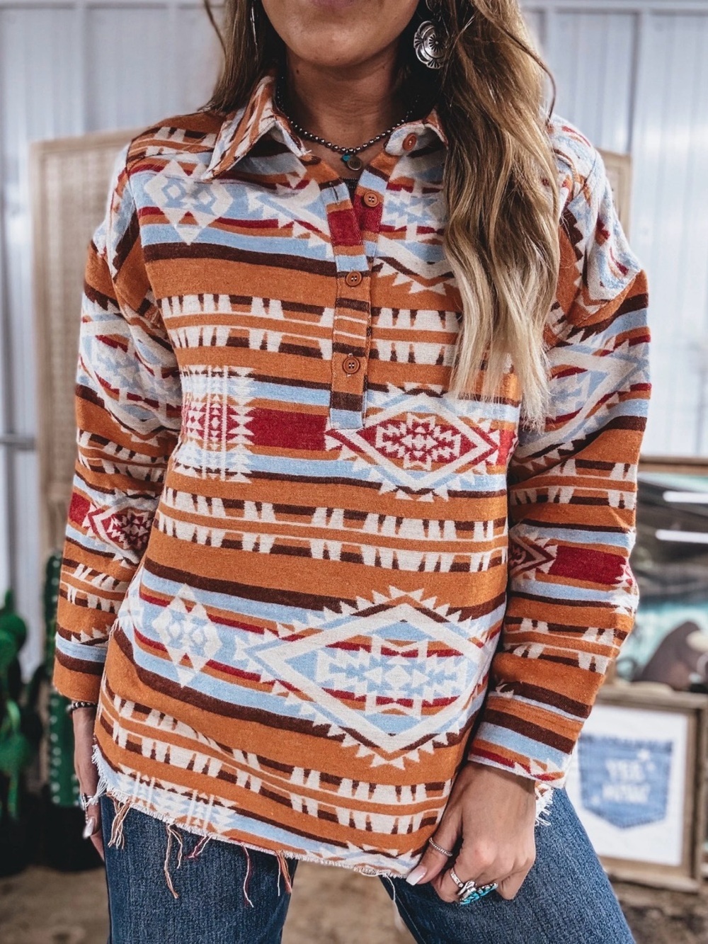 BluIvy Aztec Print Pullover Shacket